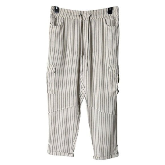 Happily Grey Womens Convertible Cargo Pants Large Linen Beachy Bohemian Lagom - Picture 1 of 8